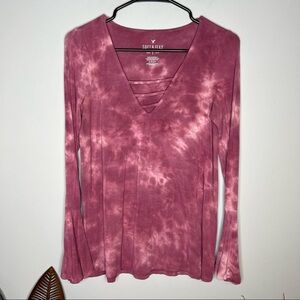 American Eagle Tie Dye Bell Sleeve Top